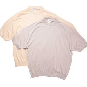 Norm Thompson Sweater Shirt Men Large Silk Cotton High Neck Vintage Luxury 2 Lot